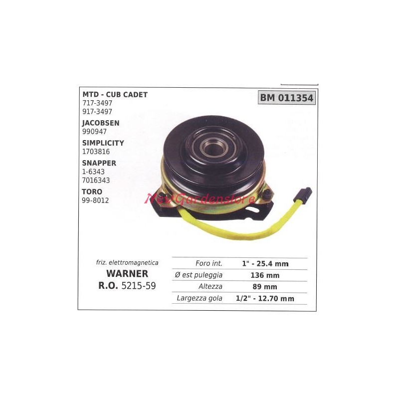 Frizione elettromagnetica warner rasaerba tosaerba tagliaerba cub cadet 011354