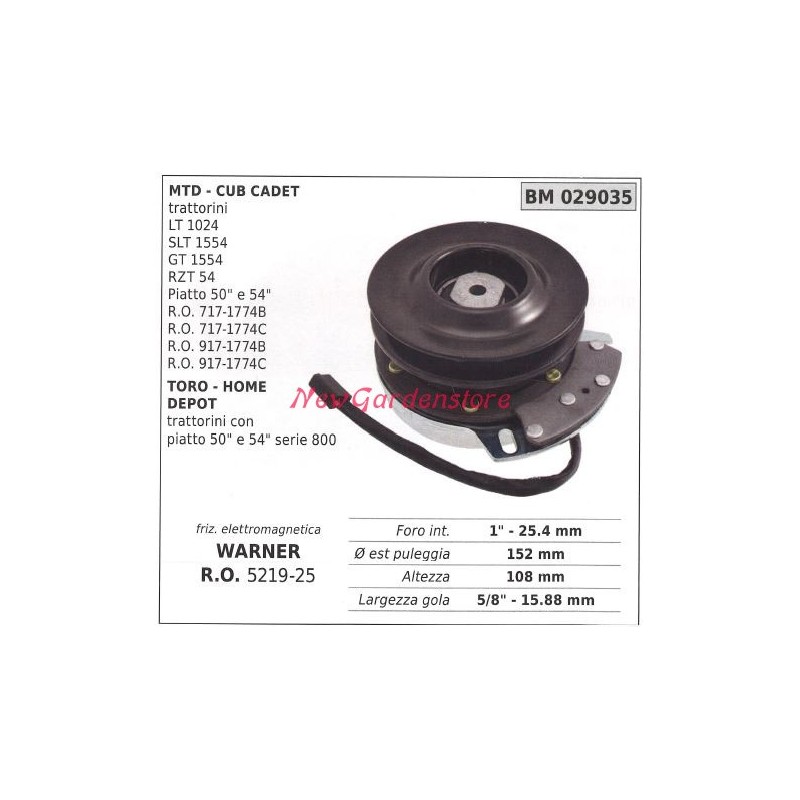 Frizione elettromagnetica warner rasaerba tosaerba tagliaerba cub cadet 029035