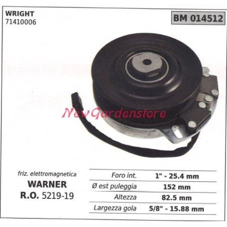 Frizione elettromagnetica warner rasaerba tosaerba wright 71410006 014512 | NewgardenParts.com