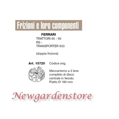 Frizione meccanismo compatibile trattorino 95 Transporter 933 FERRARI 15720 | NewgardenParts.com