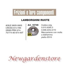 Frizione meccanismo trattore LAMBORGHINI 15746 Agile Cross Gran Prix piatto 310 | NewgardenParts.com