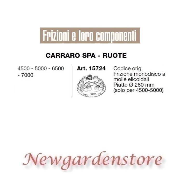 Frizione monodisco 15724 trattore compatibile CARRARO 4500 5000 piatto 280mm