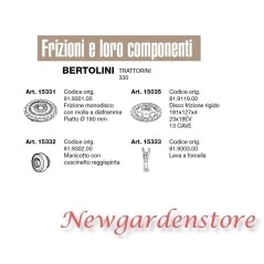 Frizione monodisco disco rigido manicotto leva trattorino 330 BERTOLINI 15331 | NewgardenParts.com