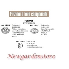 Frizione monodisco disco rigido manicotto trattorino 76 FERRARI 15014 piatto 180 | NewgardenParts.com