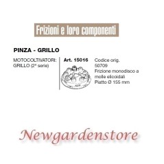 Frizione monodisco motocoltivatore GRILLO 2 serie 15016 PINZA GRILLO piatto 155 | NewgardenParts.com