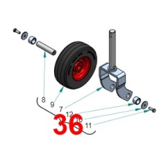 Fork and semi-flat wheel assembly 9X3.50-4 for PERUZZO front mulcher