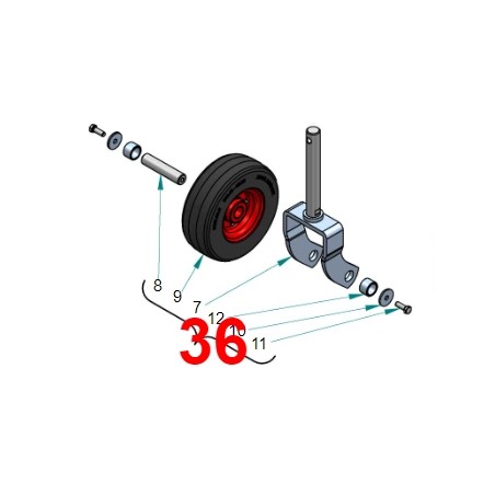 Assieme forcella e ruota semipiena 9X3.50-4 per trinciaerba frontale PERUZZO | NewgardenParts.com