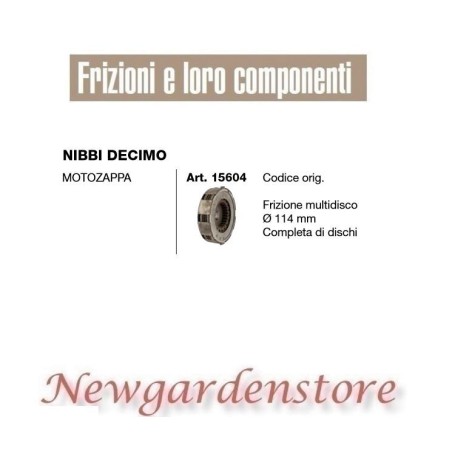 Frizione multidisco 114mm motozappa compatibile NIBBI DECIMO 15604 | NewgardenParts.com