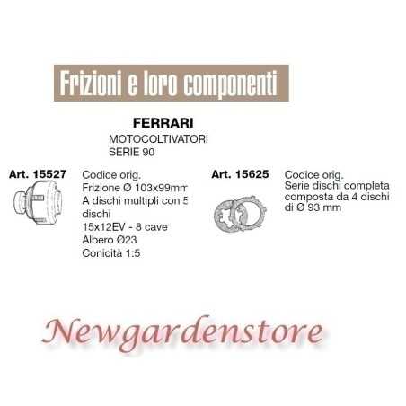 Embrague serie discos compatible FERRARI motor cultivador serie 90 15527 15625 | NewgardenParts.com