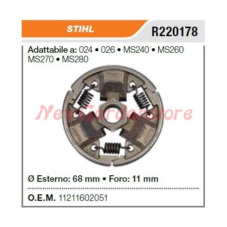 Frizione STIHL motosega 024 026 MS240 MS260 MS270 MS280 R220178 11211602051 | NewgardenParts.com