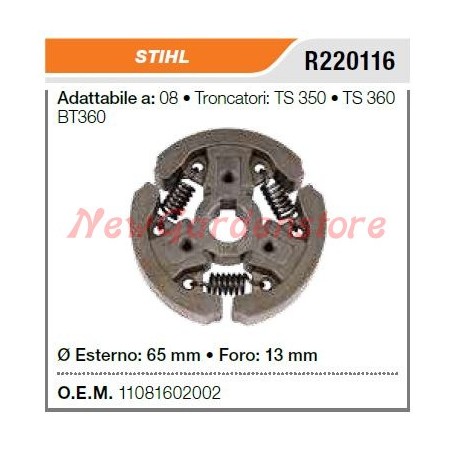 Frizione STIHL motosega 08 troncatore compatibile TS350 360 1108-160-2002 | NewgardenParts.com