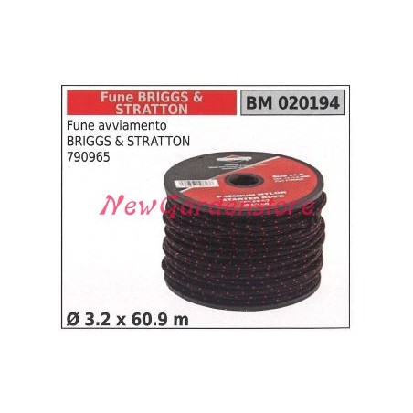 Fune avviamento briggs&stratton 790965 Ø 3.2 x 60.9m 020194 | NewgardenParts.com