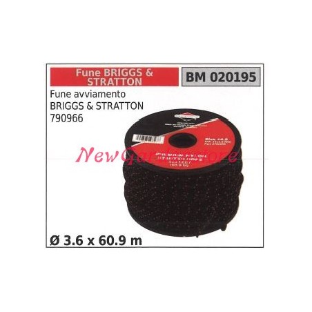 Fune avviamento briggs&stratton 790966 Ø 3.6 x 60.9m 020195 | NewgardenParts.com