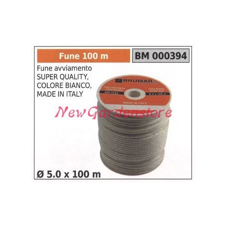 Fune avviamento super quality colore bianco Ø 5.0 x 100m 000394 | NewgardenParts.com