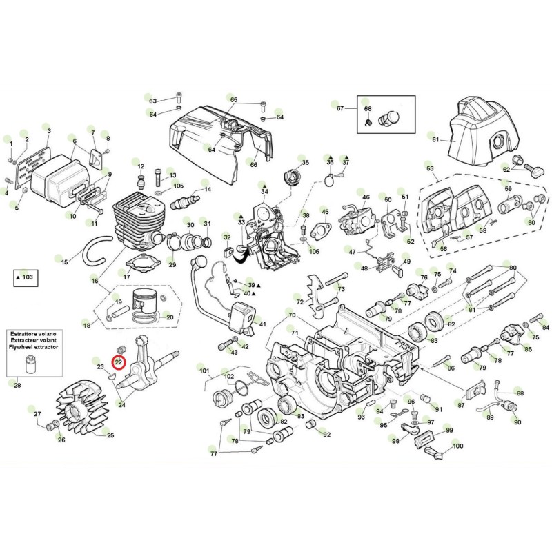 Gabbia a rulli ORIGINALE ACTIVE motosega modelli 62.62 031360