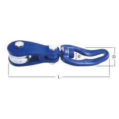 Swivelling rope/chain hook with rope sheave grade 100 with eye | NewgardenParts.com