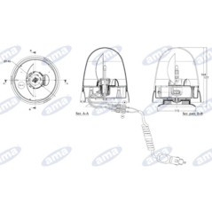 Girofaro 12V 55W base magnetica 177x146mm trattore macchina agricola semovente | NewgardenParts.com