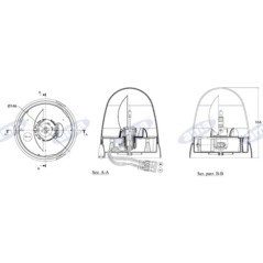 Girofaro 12V base piana 164x146mm serie ONE trattore macchina agricola semovente