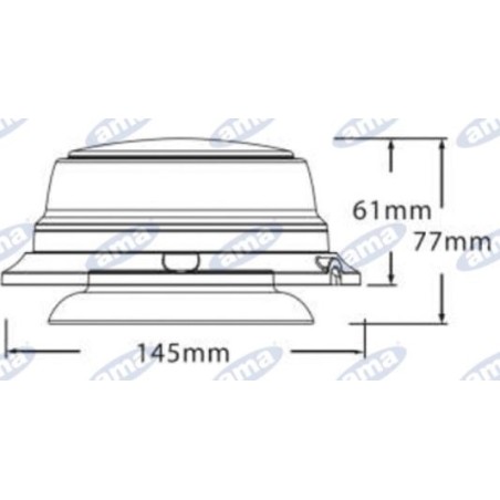 Girofaro a led base magnetica h 77mm L 145mm macchina agricola semovente 12-24V