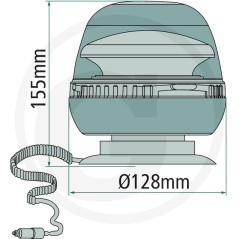 Girofaro a led tensione 12 / 24 V fissaggio a magnete macchina agricola | NewgardenParts.com