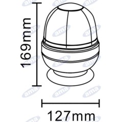 Girofaro alogeno 12V 55W base magnetica 169x127 mm trattore veicolo industriale