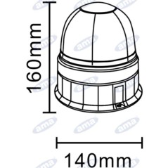 Girofaro alogeno 12V 55W base piana 160x140mm trattore veicolo industriale IP66 | NewgardenParts.com