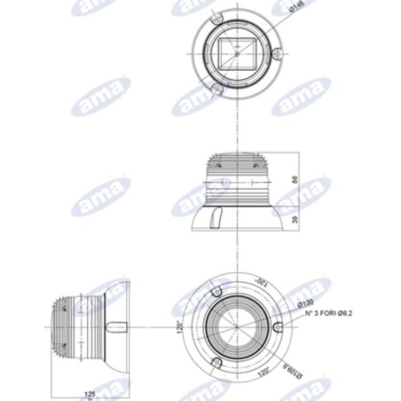 Girofaro flash 125x146mm carrello elevatore - macchina elettrica 10-100V