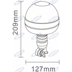 Girofaro LED 12-24V base flessibile attacco ad asta 209x127mm trattore agricolo | NewgardenParts.com