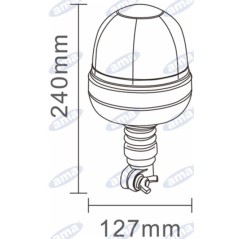 Girofaro LED 12-24V base flessibile imbuto 240x127mm trattore macchina agricola | NewgardenParts.com