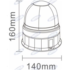 LED rotating beacon 12-24V flat base 160x140mm tractor agricultural machine | NewgardenParts.com