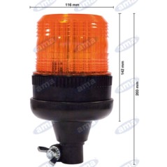 Girofaro led 12-80V base imbuto flessibile 203x116mm trattore macchina semovente | NewgardenParts.com