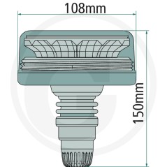 Girofaro led 12/24V montaggio bocchettone doppio flash macchina agricola