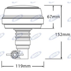 Girofaro led base flessibile h 152mm L 119mm macchina agricola semovente  12-24V