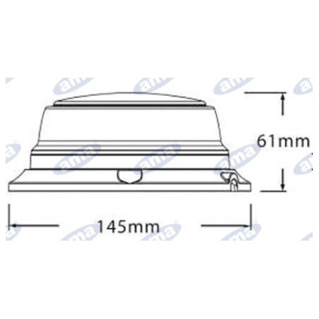 Girofaro led base piana h 61mm L 145mm macchina agricola semovente 12-24V 55401