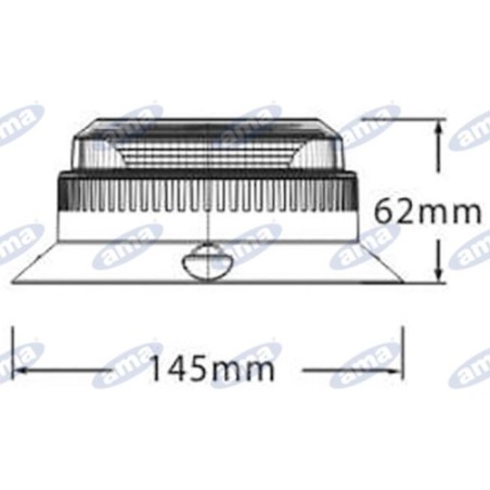 Girofaro led base piana h 62mm L 145mm macchina agricola semovente 12-30V 30 LED