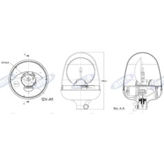 Girofaro serie ONE 24V attacco a imbuto 196,5x146mm macchina agricola semovente | NewgardenParts.com