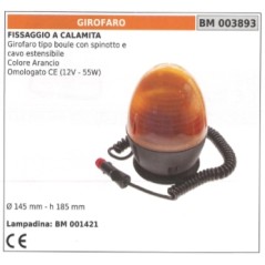 Girofaro tipo boule colore arancio con spinotto e cavo estensibile 12V - 55W | NewgardenParts.com