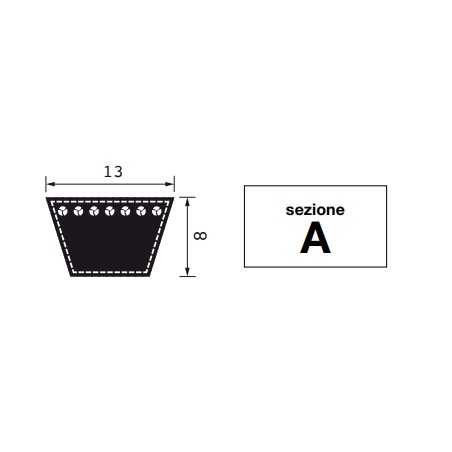 Sheeted rubber belt section A96 primitive development 2468mm agricultural machine | NewgardenParts.com