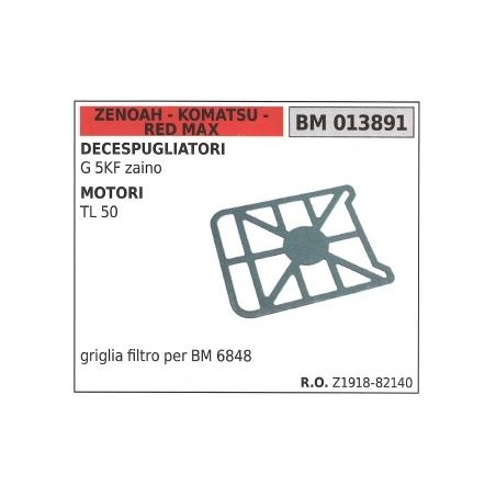 Griglia filtro aria ZENOAH per decespugliatore G 5KF zaino motore TL50 013891 | NewgardenParts.com