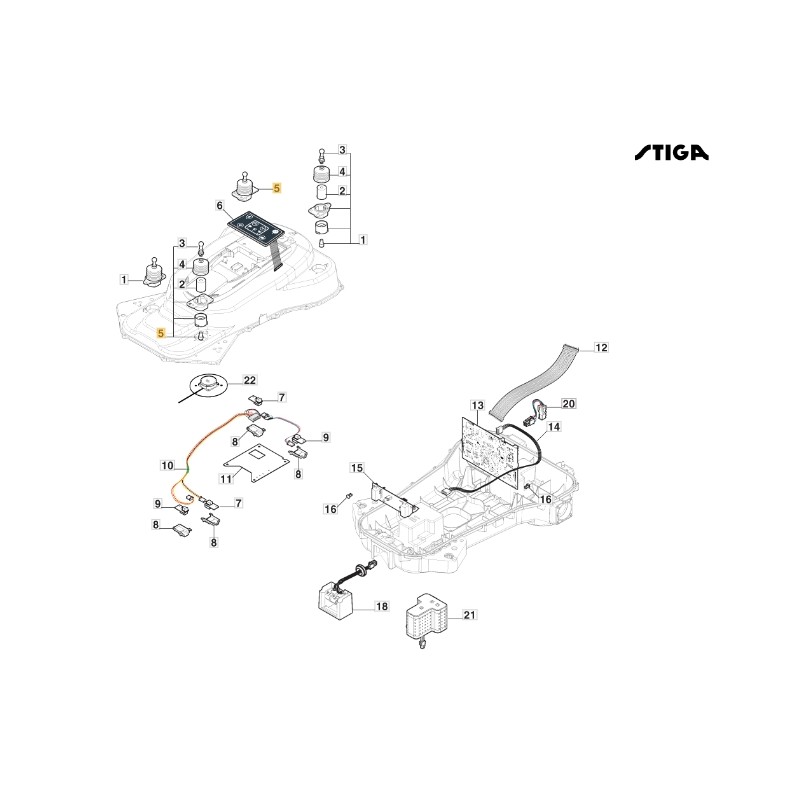 Gruppo ammortizzatore ORIGINALE STIGA a3000 rtk robot rasaerba 381394807/0