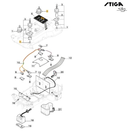 Gruppo ammortizzatore ORIGINALE STIGA robot rasaerba tagliaerba Stig 381394801/0 | NewgardenParts.com