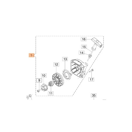 Gruppo avviamento decespugliatore modelli BC350S BC350T 61380101 OLEOMAC | NewgardenParts.com