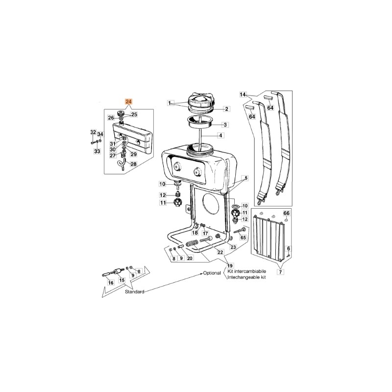 Gruppo serbatoio atomizzatore modelli AM150 AM180 ORIGINALE EMAK 365200113R