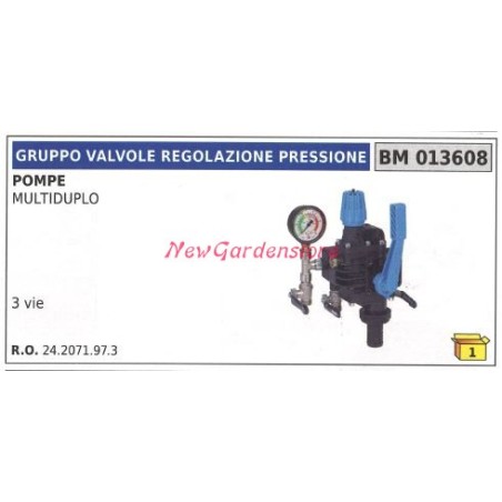 Gruppo valvola pressione UNIVERSALE pompa BERTOLINI MULTIDUPLO 013608 | NewgardenParts.com