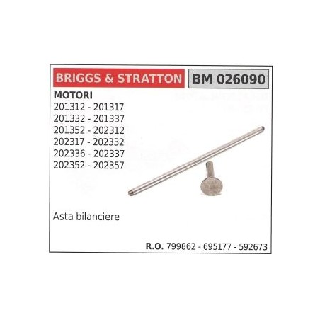 Asta bilanciere BRIGGS&STRATTON motore 4 tempi 201312 201317 201332 026090 | NewgardenParts.com