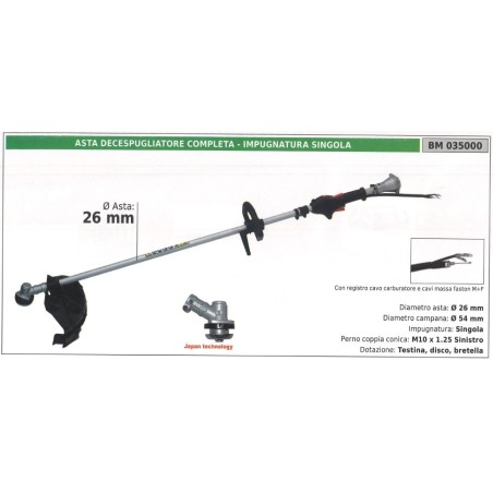 Asta decespugliatore completa impugnatura singola 035000 | NewgardenParts.com