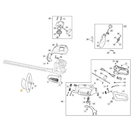 Impugnatura anteriore ORIGINALE STIGA tagliasiepi shp 60 - aht 60 123300014/0 | NewgardenParts.com