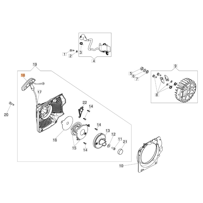 Impugnatura avviamento ORIGINALE OLEOMAC per motosega GS 650 - GS 651 50170017R