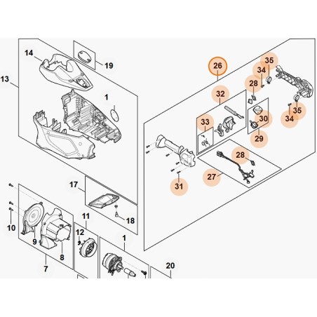 Impugnatura di comando tagliasiepi modelli HLA135 ORIGINALE STIHL FA017901320 | NewgardenParts.com