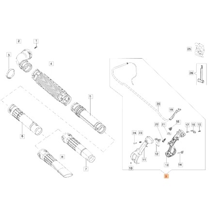 Impugnatura soffiatore modelli BV270BP ORIGINALE EMAK 56570014R | NewgardenParts.com